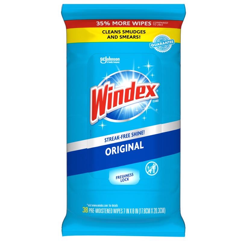 Windex 00296 Original Scent Glass Cleaner 38 pk Wipes