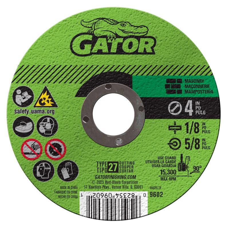 Gator 9602 4 in. D X 5/8 in. X 1/8 in. thick Masonry Grinding Wheel 1 pc