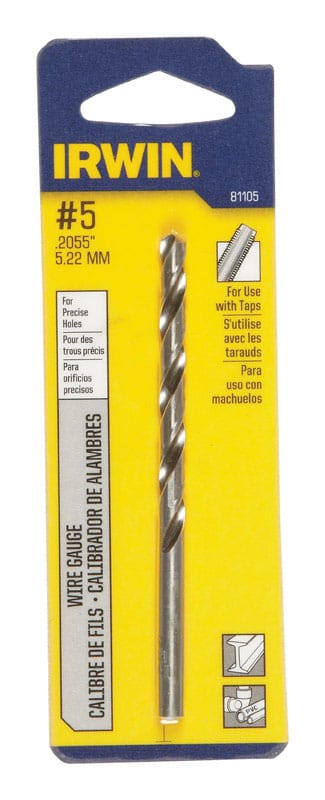 Irwin 81105 #5 X 3-3/4 in. L High Speed Steel Wire Gauge Bit Straight Shank 1 pc