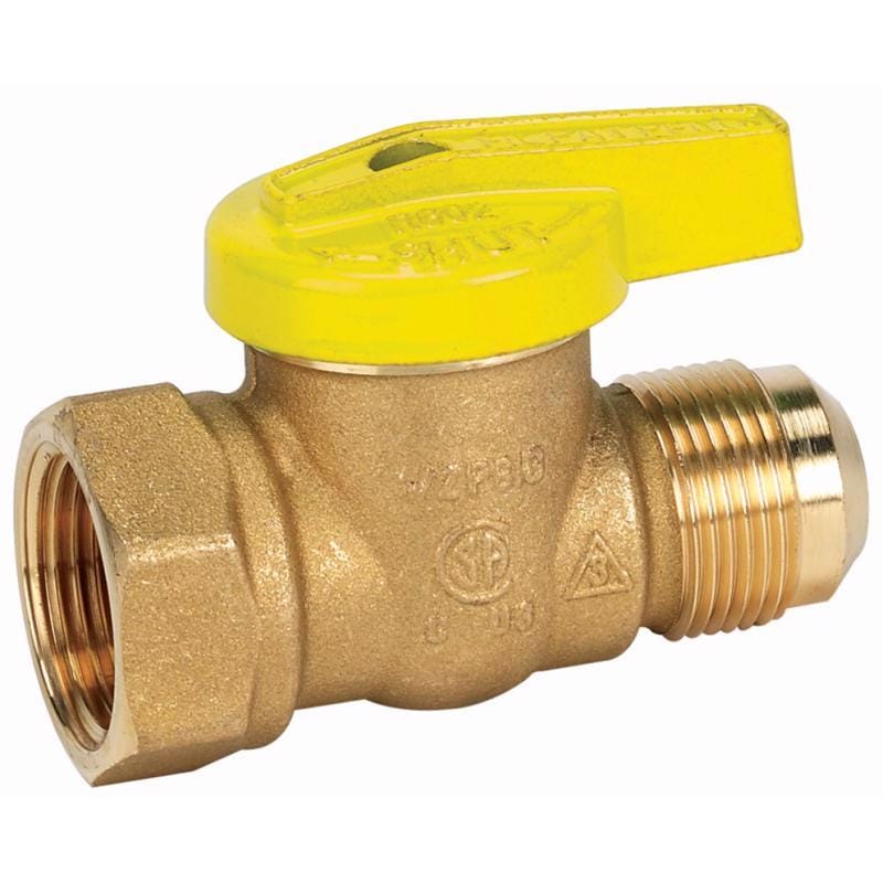 Homewerks VGV1LHR3 1/2 in. Brass Flare x FIP Ball Valve Quarter-Turn Lever For Gas