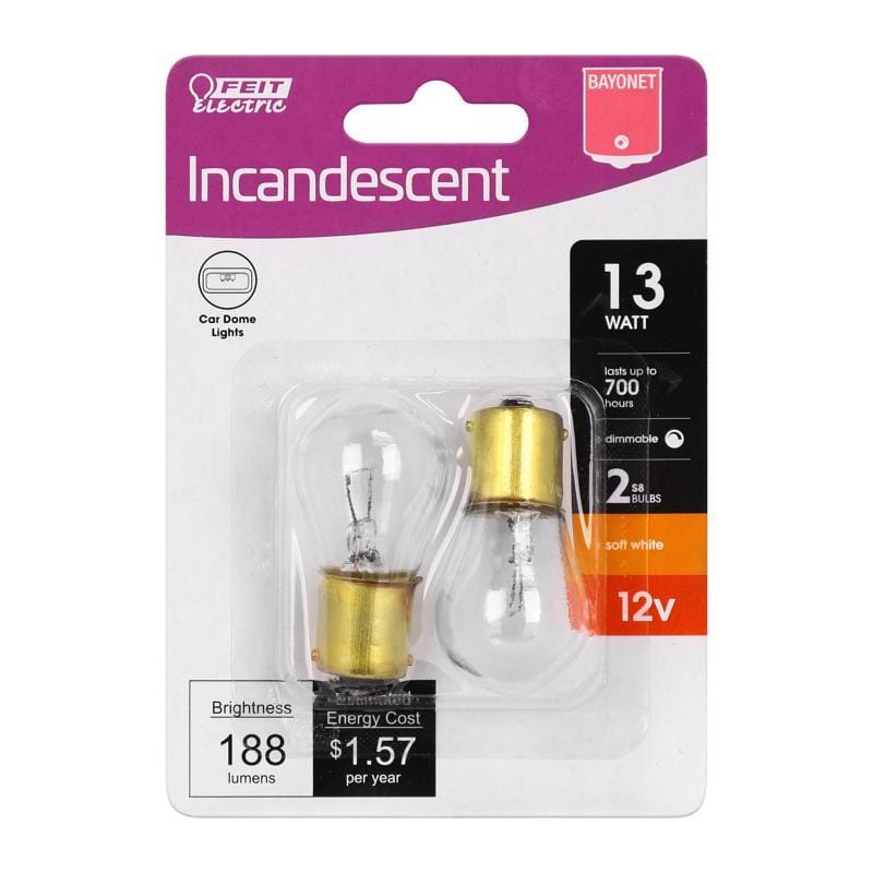 Feit BP93/HDRP 13 W S8 Specialty Incandescent Bulb Bayonet Soft White 2 pk
