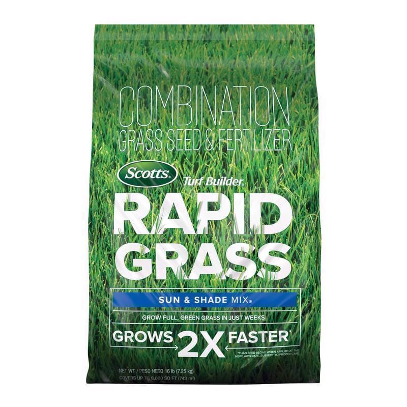 Scotts 18216 Turf Builder Rapid Grass Mixed Sun or Shade Grass Seed and Fertilizer 16 lb