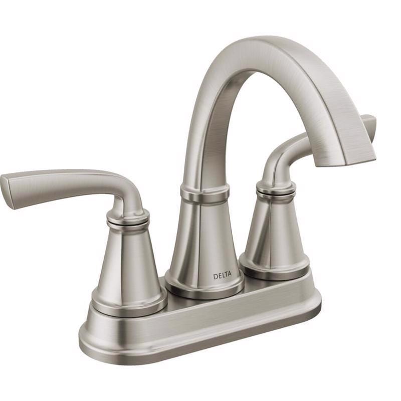 Delta 25864LF-SP Geist Brushed Nickel Contemporary Centerset Bathroom Sink Faucet 4 in.