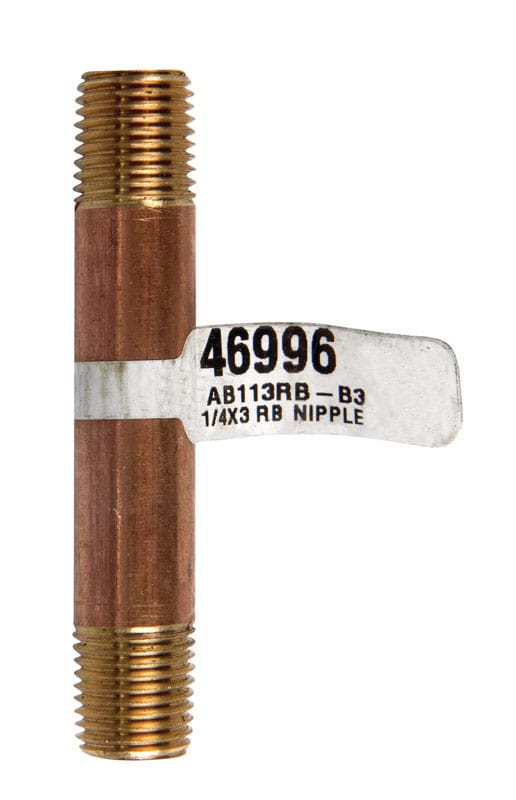Anderson Metals 38300-0430 1/4 in. MPT in. X 1/4 in. D MPT Red Brass Nipple 3 in. L
