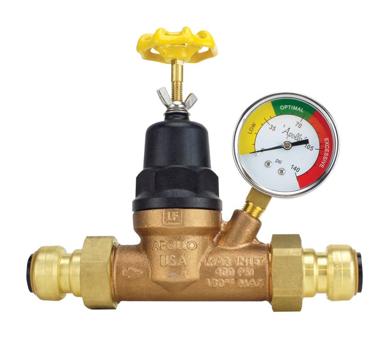 Tectite FSBPRV34WG Apollo 3/4 in. Double Push Union Bronze Water Pressure Regulator with Gauge