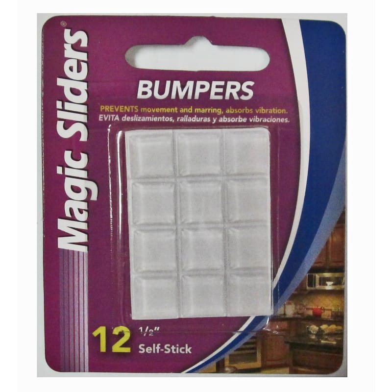 Magic Sliders 78123 Rubber Self Adhesive Bumper Pads Clear Square 1/2 in. W X 1/2 in. L 12 pk