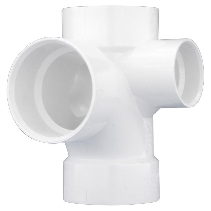 Charlotte Pipe PVC 00418 0800 Schedule 40 3 in. Hub X 3 in. D Hub PVC Reducing Double Fixture Fitting Tee 1 pk