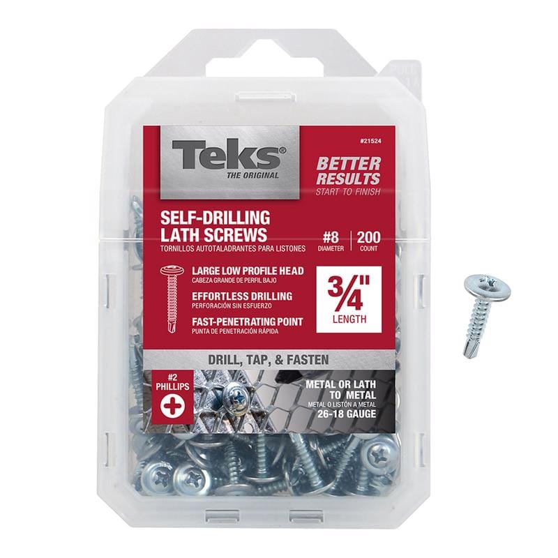 Teks 21524 No. 8 in. X 3/4 in. L Hex Drive Truss Head Self Tapping Lath Screws