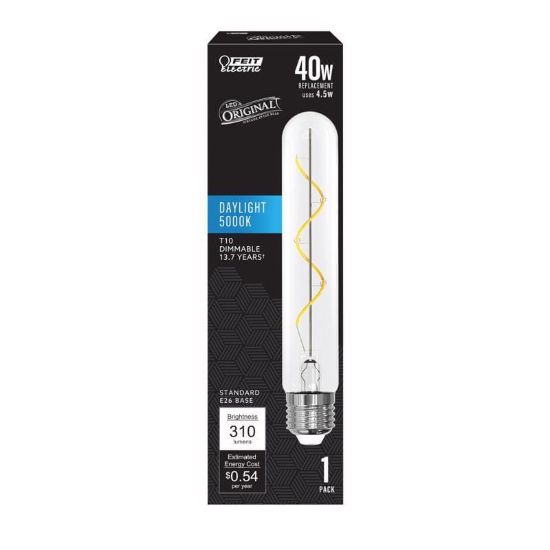 Feit Electric T10L/S/CL/950CA Feit T10 E26 (Medium) Filament LED Bulb Daylight 40 Watt Equivalence 1 pk