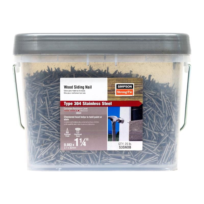 Simpson Strong-Tie S3SNDB 3D 1-1/4 in. Siding Coated Stainless Steel Nail Round Head 25 lb