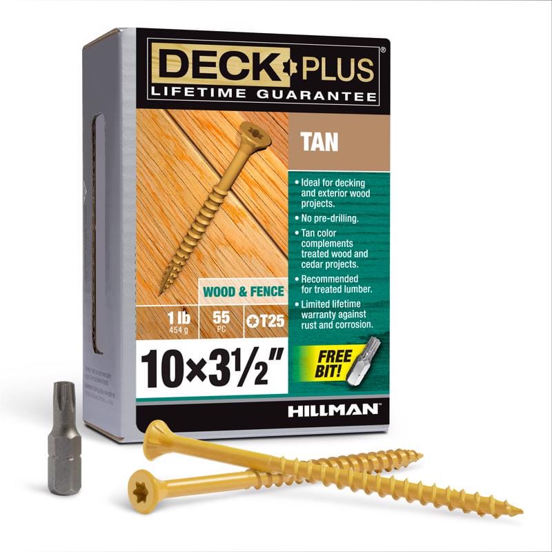 Hillman 48421 Deck Plus No. 10 in. X 3-1/2 in. L Tan Star Flat Head Exterior Deck Screws 1 lb 55 pk