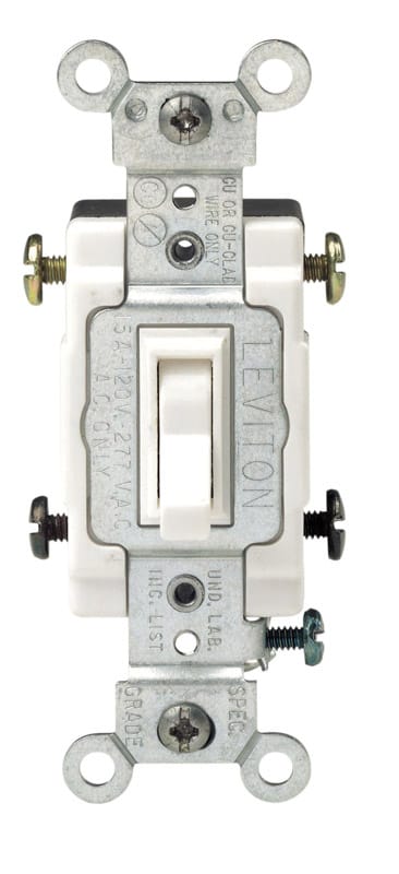 Leviton 54504-02W Commercial 15 amps Toggle AC Quiet Switch White 1 pk