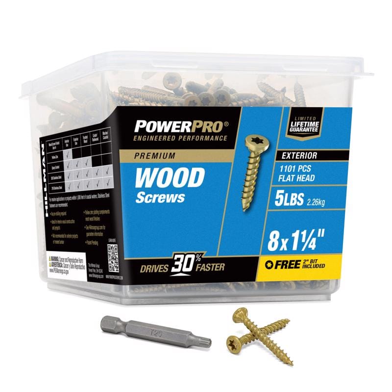 Hillman 48605V4 Power Pro No. 8 in. X 1-1/4 in. L Bronze Star Flat Head Premium Deck Screws 5 lb 1101 pk
