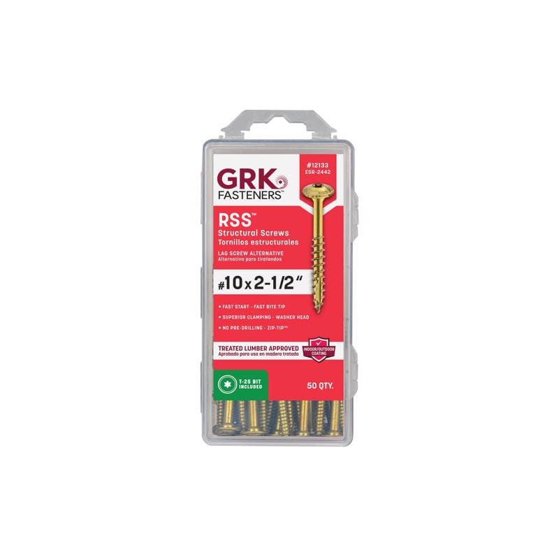 GRK Fasteners 12133 No. 10 in. X 2-1/2 in. L Star Hex Head W-Cut Structural Screws