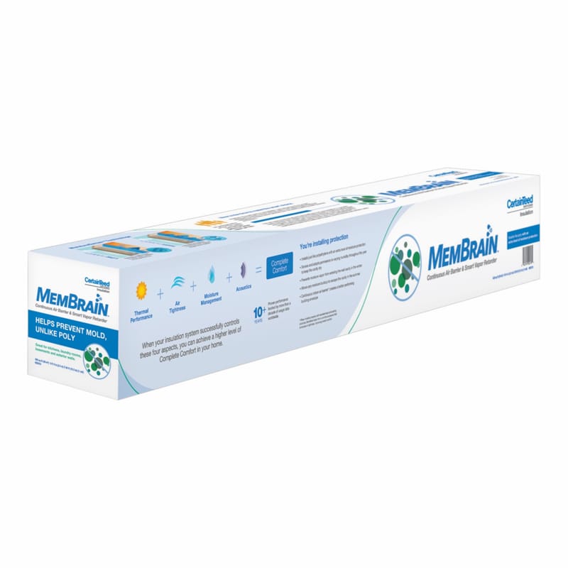 CertainTeed 902018 MemBrain 100 ft. W X 50 ft. L X 2 mil Air Barrier and Smart Vapor Retarder Roll 416.5 sq