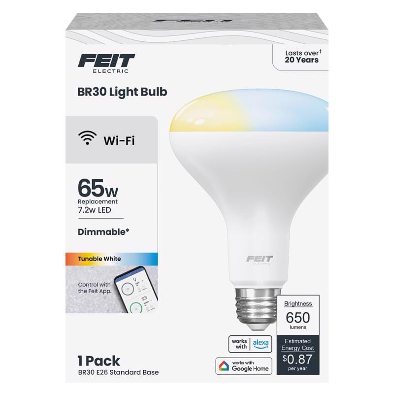 Feit Electric BR30/CCT/CA/AG Feit BR30 E26 (Medium) Smart-Enabled LED Bulb Tunable White 65 Watt Equivalence 1 pk