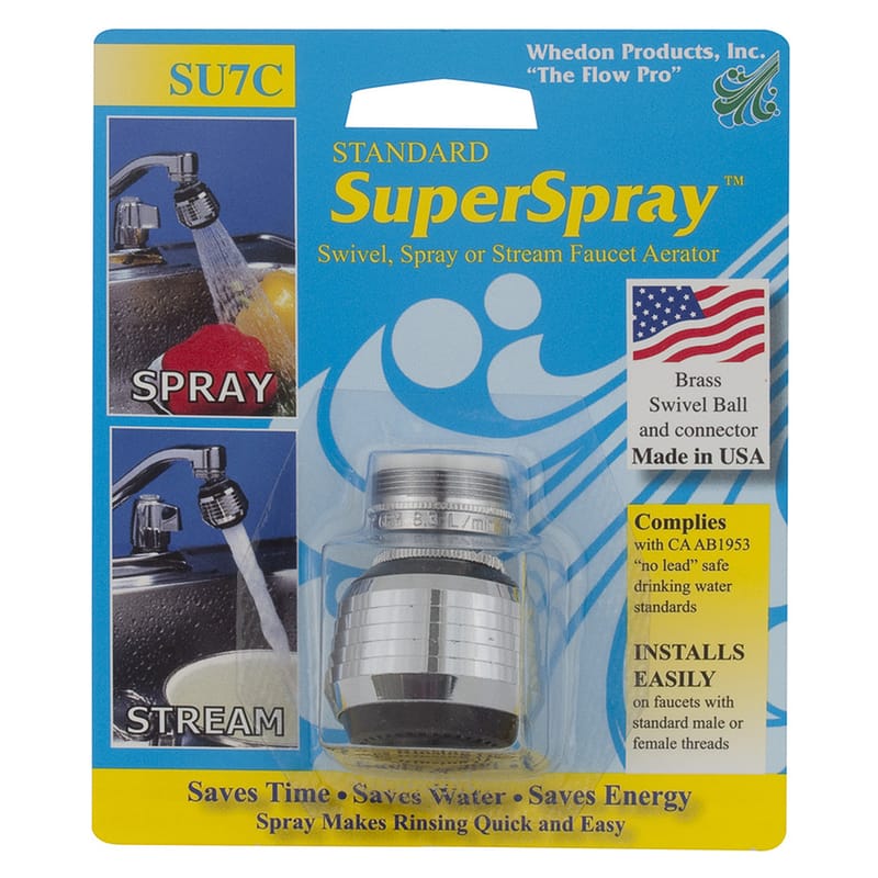 Whedon SU7C SuperSpray Dual Thread 15/16 in.- 27M x 55/64 in.-27F Chrome Swivel Sprayrator