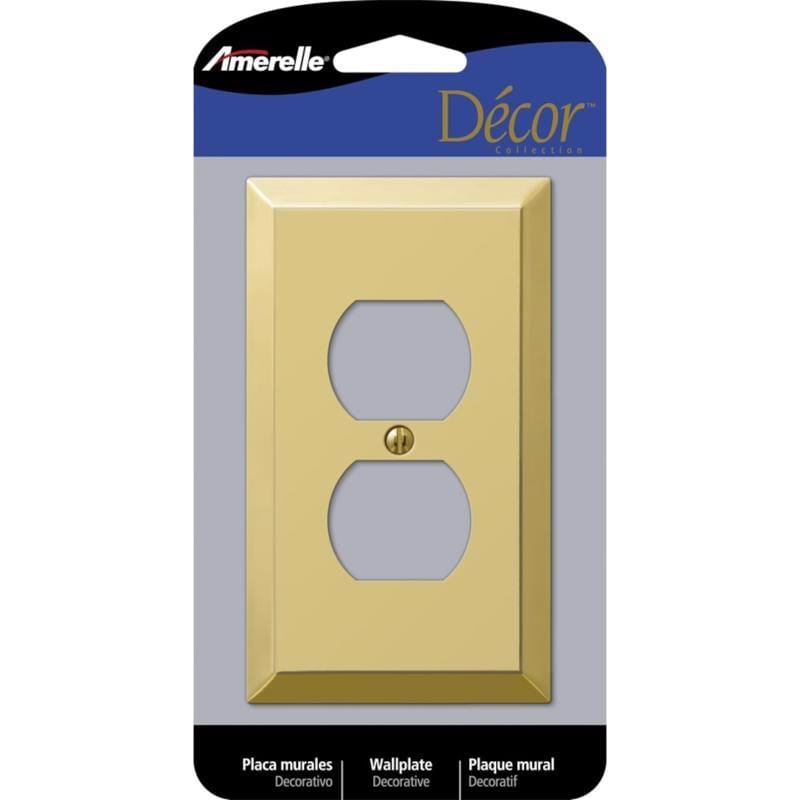 Amerelle 163DBR Century Polished Brass 1 gang Stamped Steel Duplex Wall Plate 1 pk