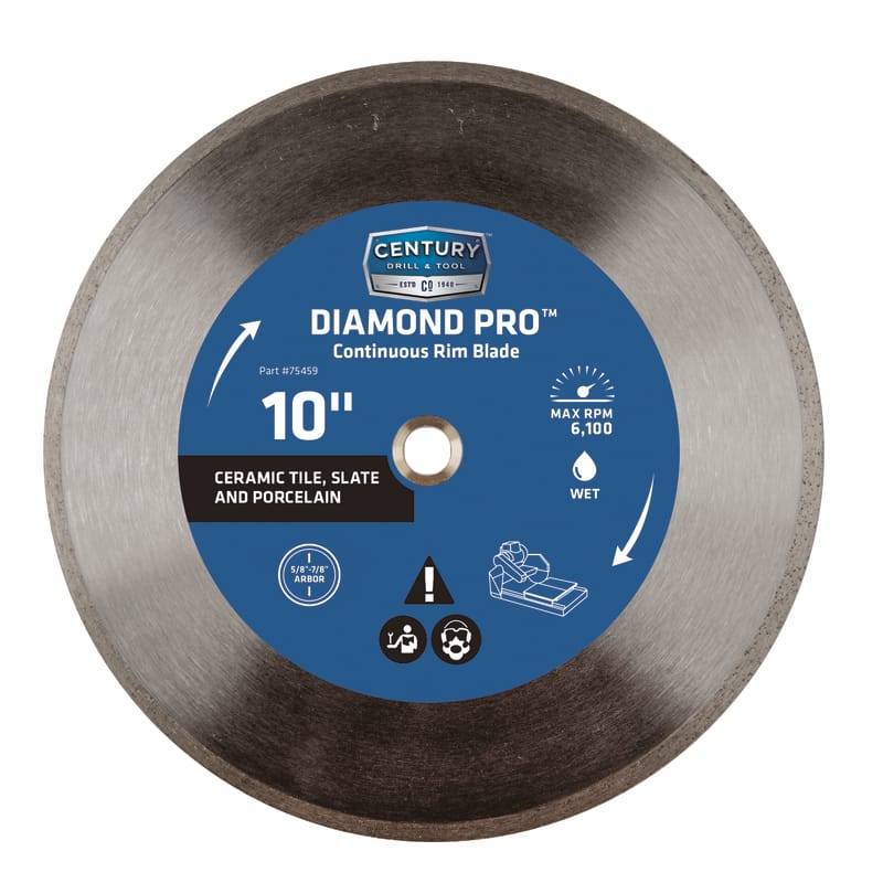 Century Drill & Tool 75459 10 in. D Diamond Continuous Rim Diamond Saw Blade