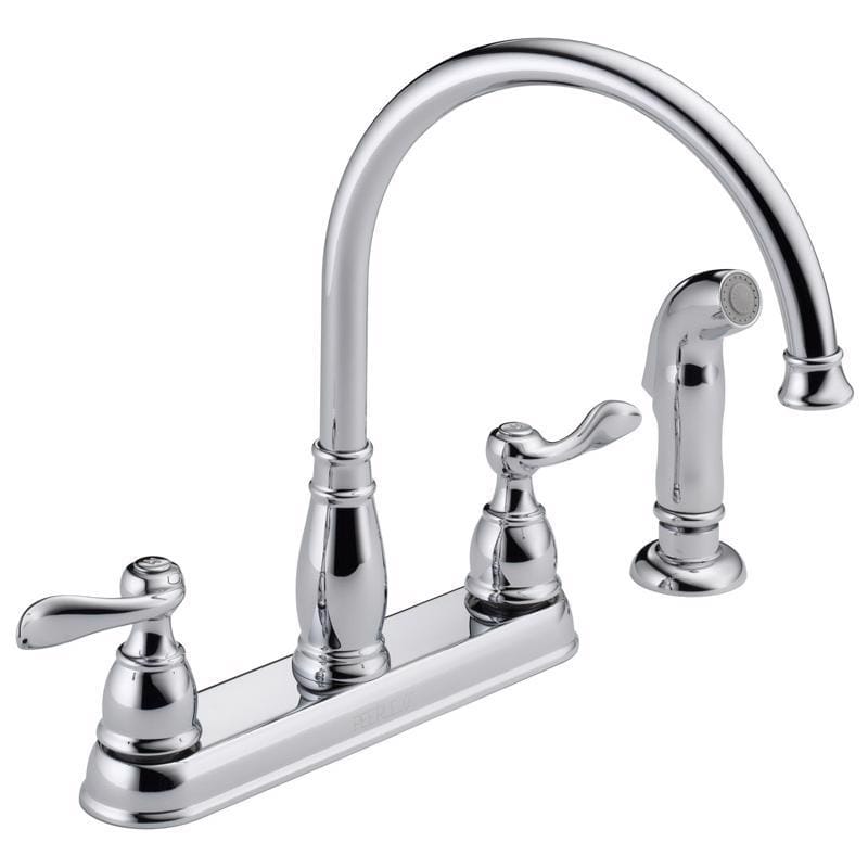 Delta 21996LF Windemere Two Handle Chrome Kitchen Faucet Side Sprayer Included