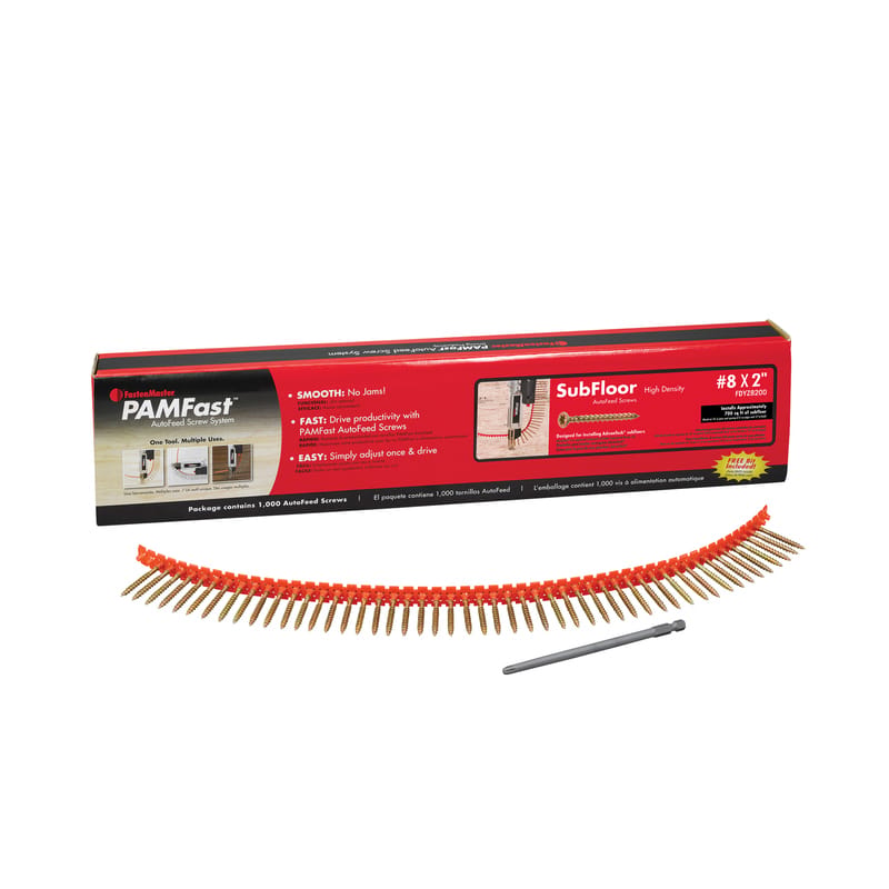 FastenMaster SD-28-FDYZ8200 PAMFast No. 8 X 2 in. L Star Yellow Zinc Coarse Collated Subfloor Screws 1000 pk