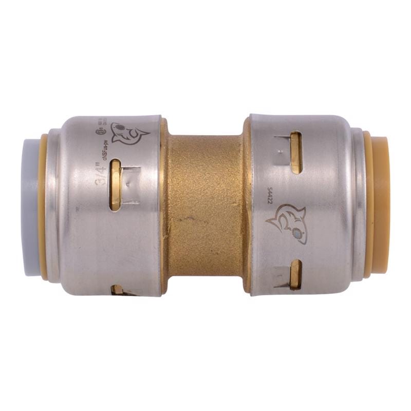 Sharkbite UR4016A Push to Connect 3/4 in. PTC PEX Grade X 3/4 in. D PTC Polybutylene Grade Brass Coupling