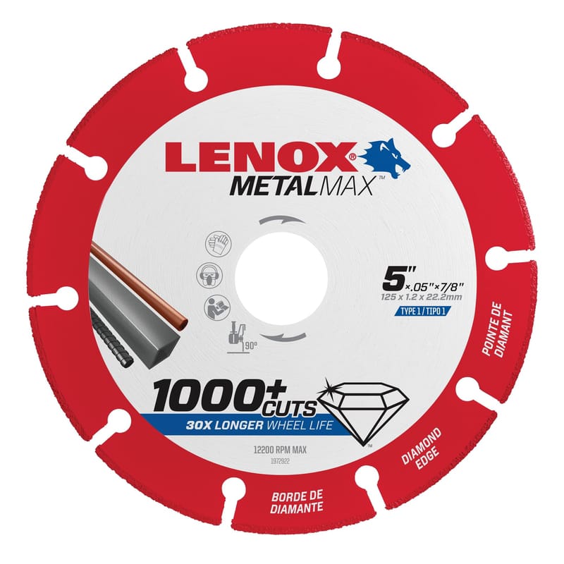 Lenox 1972922 MetalMax 5 in. D X 7/8 in. X .050 in. thick Diamond/Metal Cut-Off Wheel 1 pc