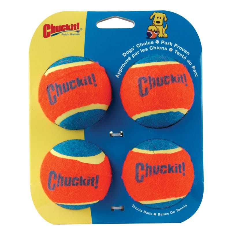 Chuckit! 057404 For Dog Blue/Orange Rubber Ball Launcher Tennis Balls Medium 4 pk