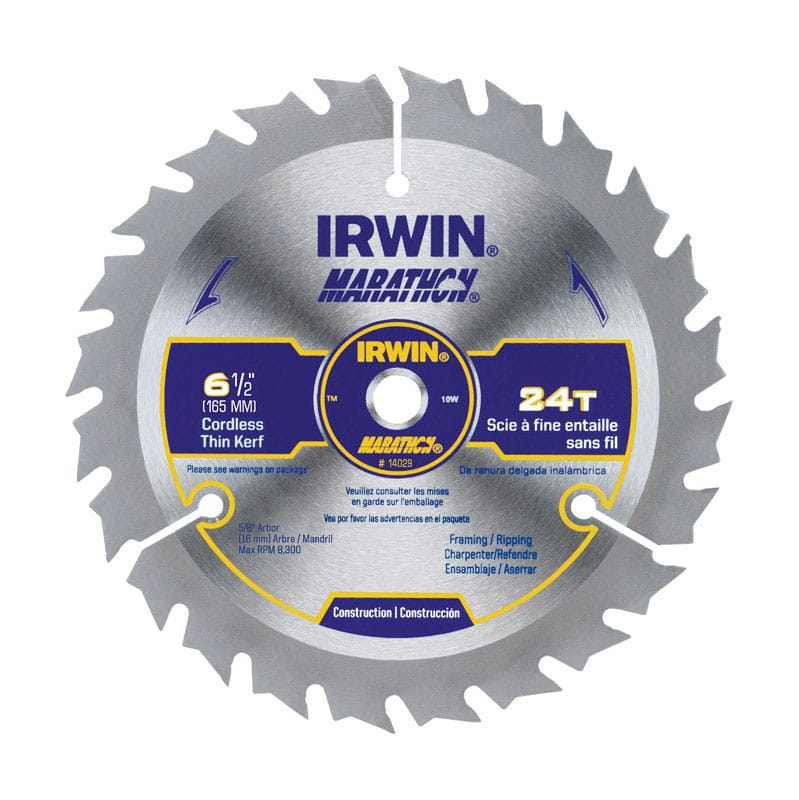 Irwin 14029 Marathon 6-1/2 in. D X 5/8 in. Carbide Circular Saw Blade 24 teeth 1 pk