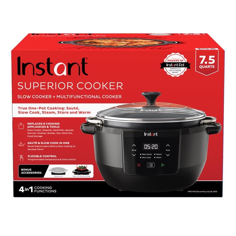 Instant Brands 140-4040-01 Instant 7.5 qt Black/Silver Aluminum Programmable Slow Cooker