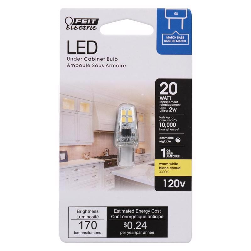 Feit BP20G8/830/LED T4 G8 LED Bulb Warm White 20 Watt Equivalence 1 pk