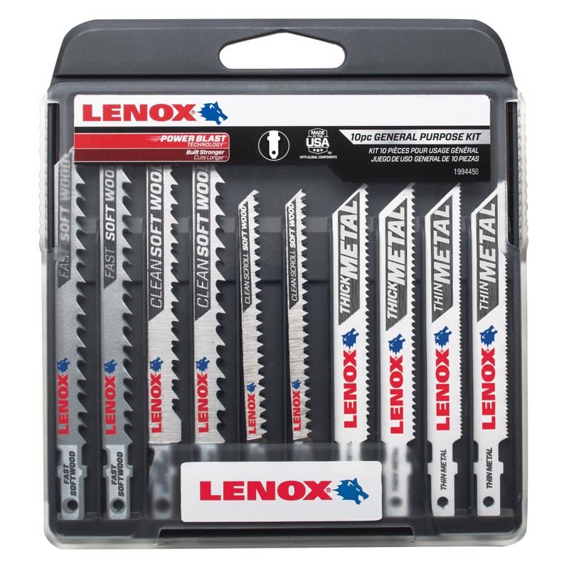 Lenox 1994458 4 - 5 in. Bi-Metal T-Shank Jig Saw Blade Set Assorted TPI 10 pk