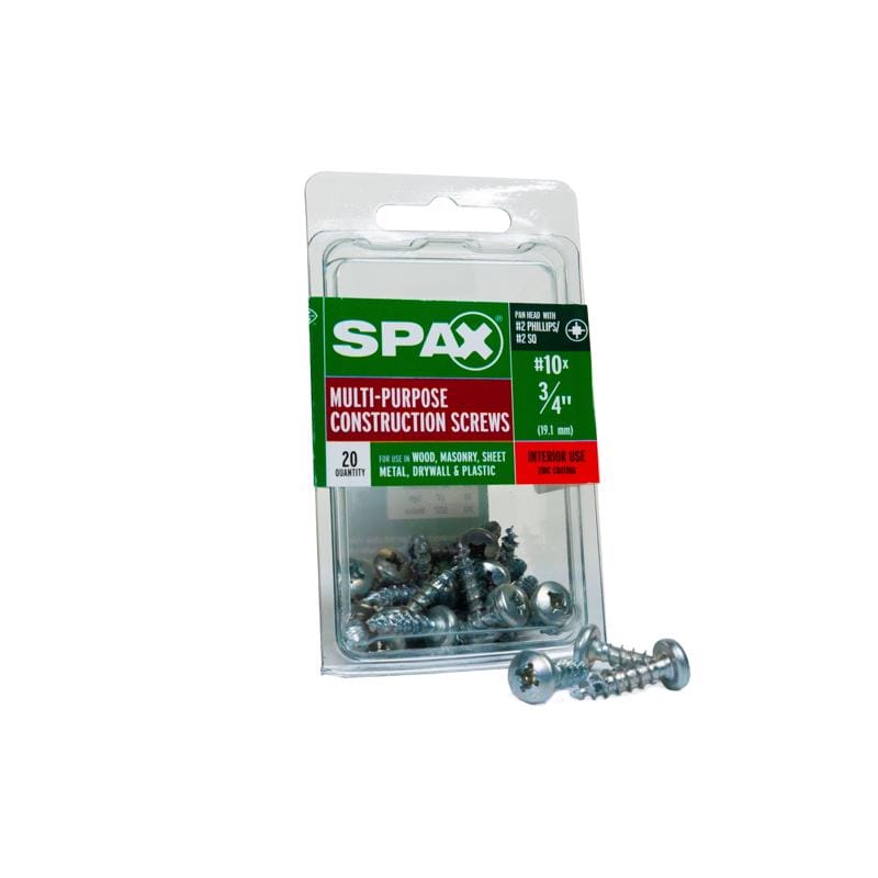 Spax 4111010500202 No. 10 X 3/4 in. L Phillips/Square Zinc-Plated Serrated Multi-Material Screw 20 pk