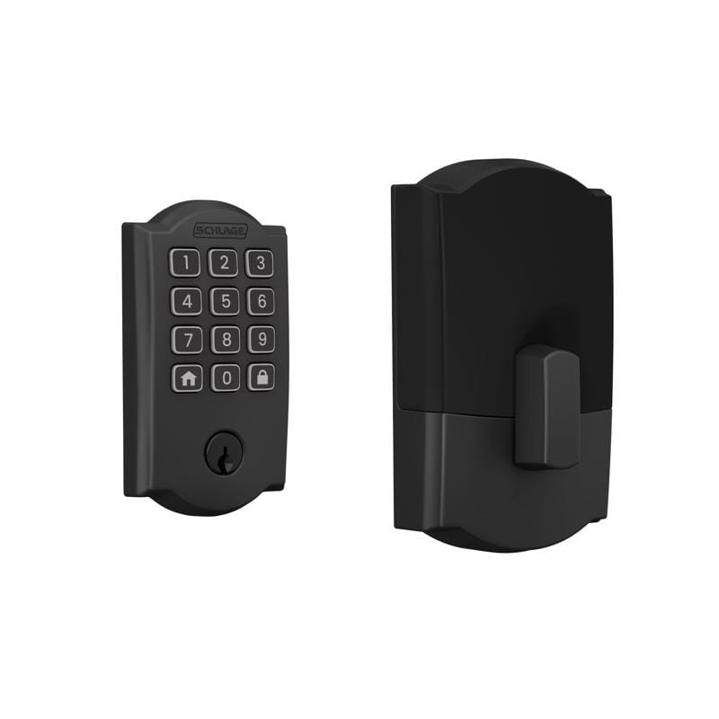 Schlage BE459WBVCAM622 Arrive Matte Black Steel Wi-Fi Deadbolt with Camelot Trim
