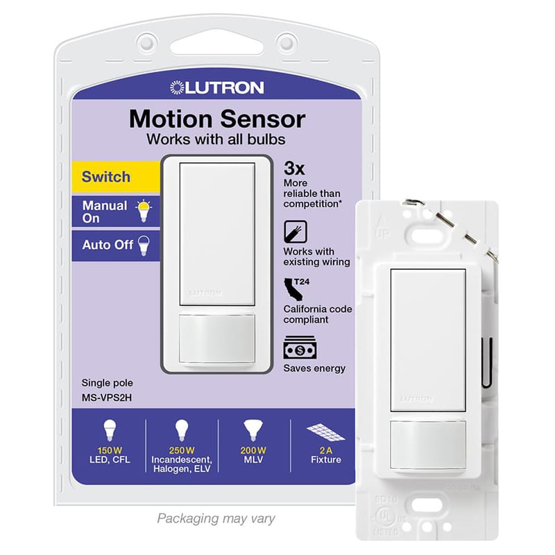Lutron MS-VPS2H-WH 2 amps Single Pole Motion Sensor Alarm/Sensor Switch White 1 pk