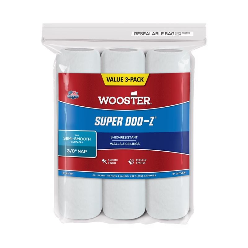 Wooster R725-9 Super Doo-Z Fabric 9 in. W X 3/8 in. Paint Roller Cover 3 pk