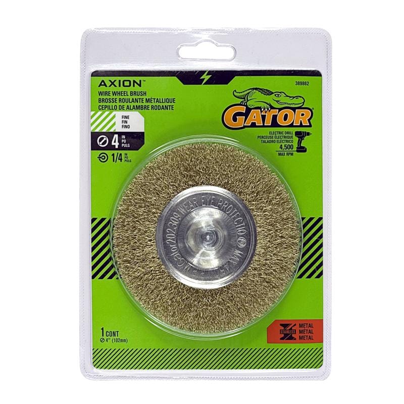 Gator 389862 4 in. Fine Crimped Wire Wheel Brush Brass Coated Steel 4500 rpm 1 pc