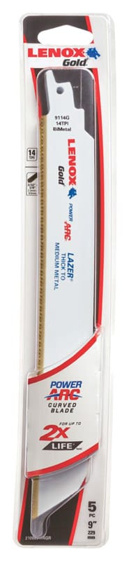Lenox 210989114GR Recip 9" 14Tpi Gold 5Pk