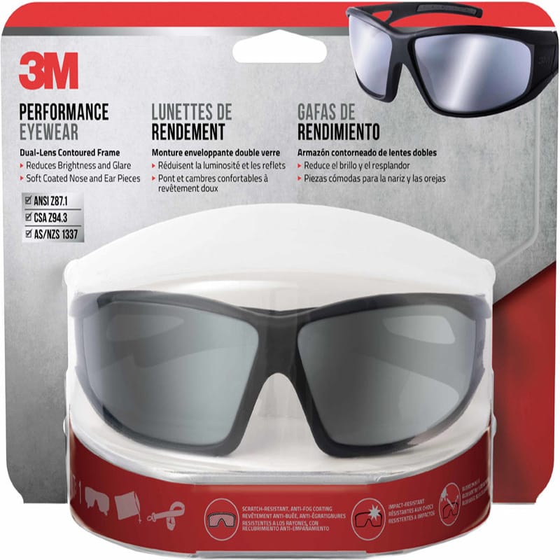3M 90213-HZ4-NA Anti-Fog Modern/Sleek Impact-Resistant Safety Glasses Silver Mirror Lens Black Frame 1 pc