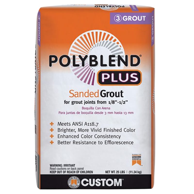 Custom Building Products PBPG64025 Polyblend Plus Indoor and Outdoor Arctic White Sanded Grout 25 lb