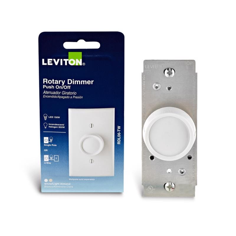 Leviton RDL06-TW Trimatron Light Almond & White 600 W Rotary Dimmer Knob 1 pk