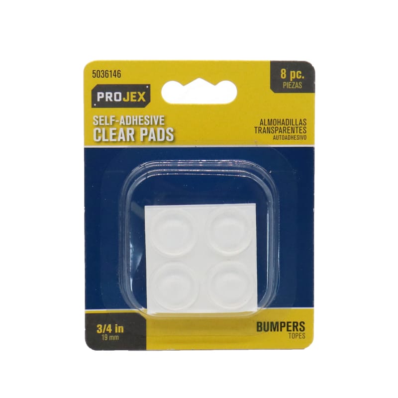 Projex P0128 Vinyl Self Adhesive Protective Pad Clear Round 3/4 in. W 8 pk