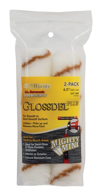 ArroWorthy 6.5-GLP3JC 0650 Glossdel Plus Woven 6.5 in. W X 3/8 in. Jumbo Paint Roller Cover 2 pk