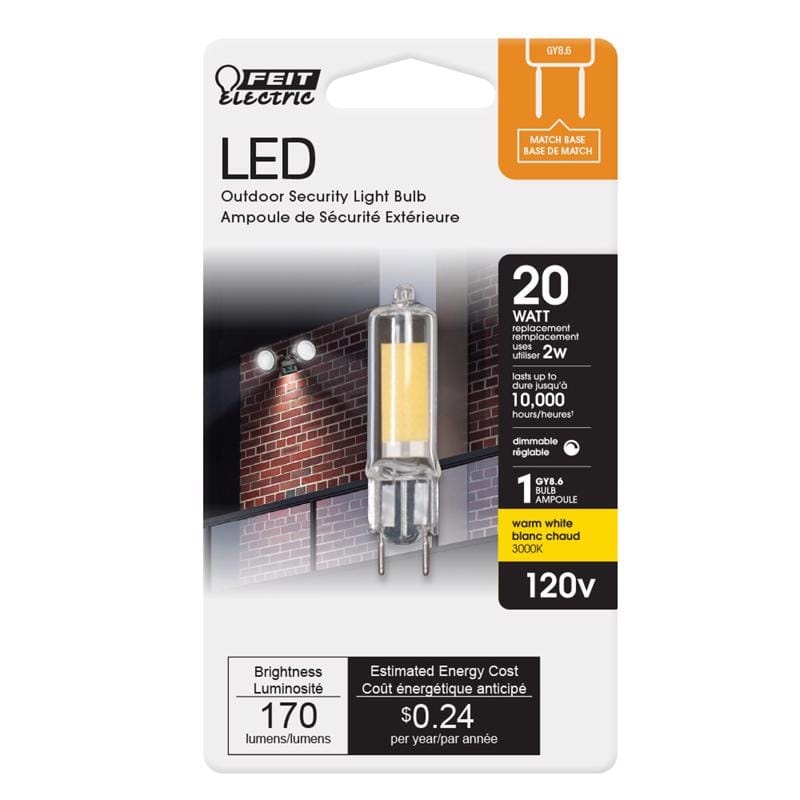 Feit BP20G8.6/830LED T4 GY8.6 LED Bulb Warm White 20 Watt Equivalence 1 pk