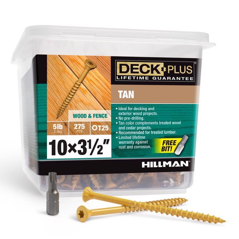 Hillman 48422 Deck Plus No. 10 in. X 3-1/2 in. L Tan Star Flat Head Exterior Deck Screws 5 lb 275 pk