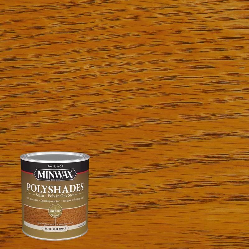 Minwax 61330444 PolyShades Semi-Transparent Satin Olde Maple Oil-Based Stain/Polyurethane Finish 1 qt