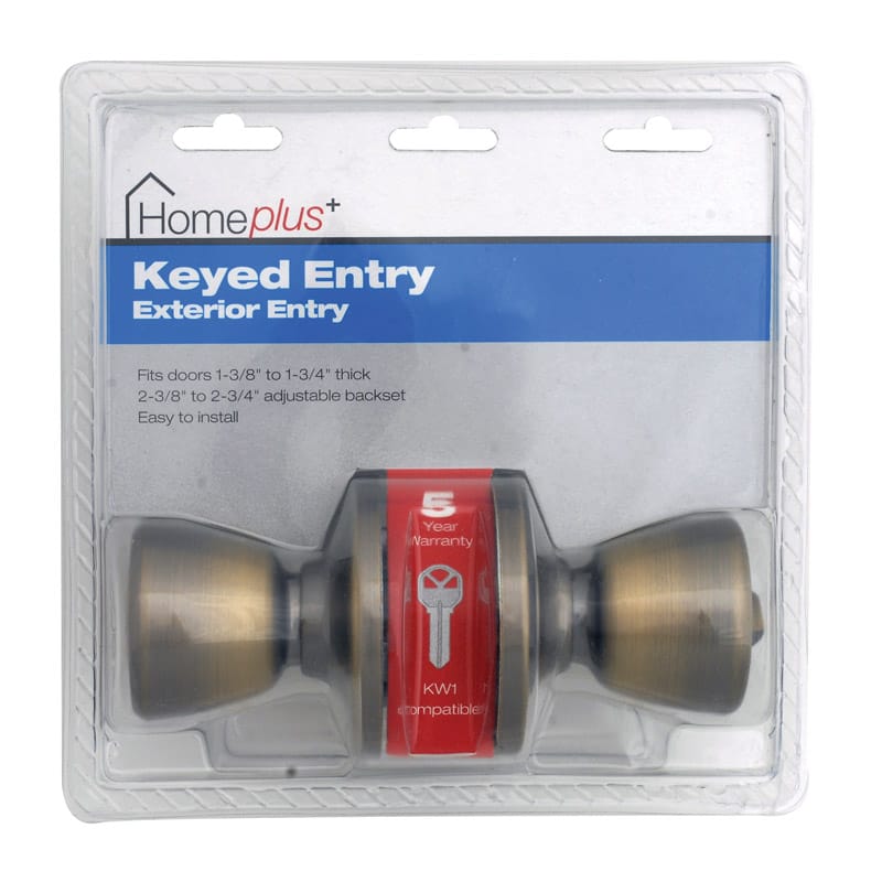 Home Plus LA2101 Antique Brass Entry Lockset 1-3/4 in.