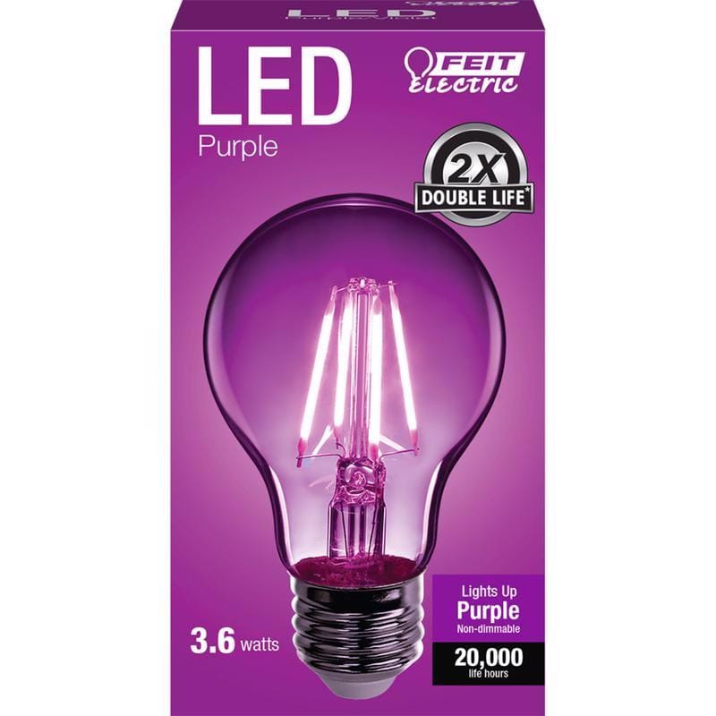 Feit A19/TP/LED A19 E26 (Medium) Filament LED Bulb Purple 30 Watt Equivalence 1 pk