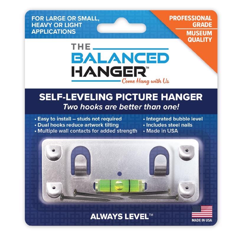 Balanced Hanger 62304 Always Level Metallic Silver Heavy Duty Mirror/Picture Hanging Kit 75 lb 1 pk