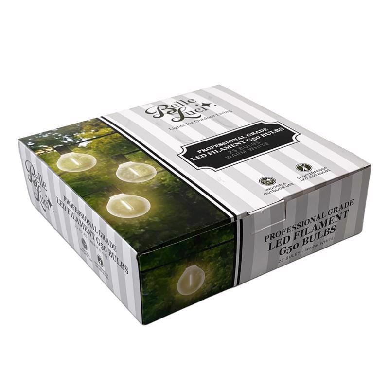 Belle Luci 04-03008 Holiday Bright Lights LED G50 Single Filament LED Replacement Bulb Warm White 2.5 in. 25